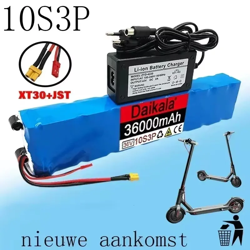 

36V 10S3P 36000MAH 18650 Lithium Battery 250W-500W 42V 36ah Suitable for Electric Scooters Customizable Plug