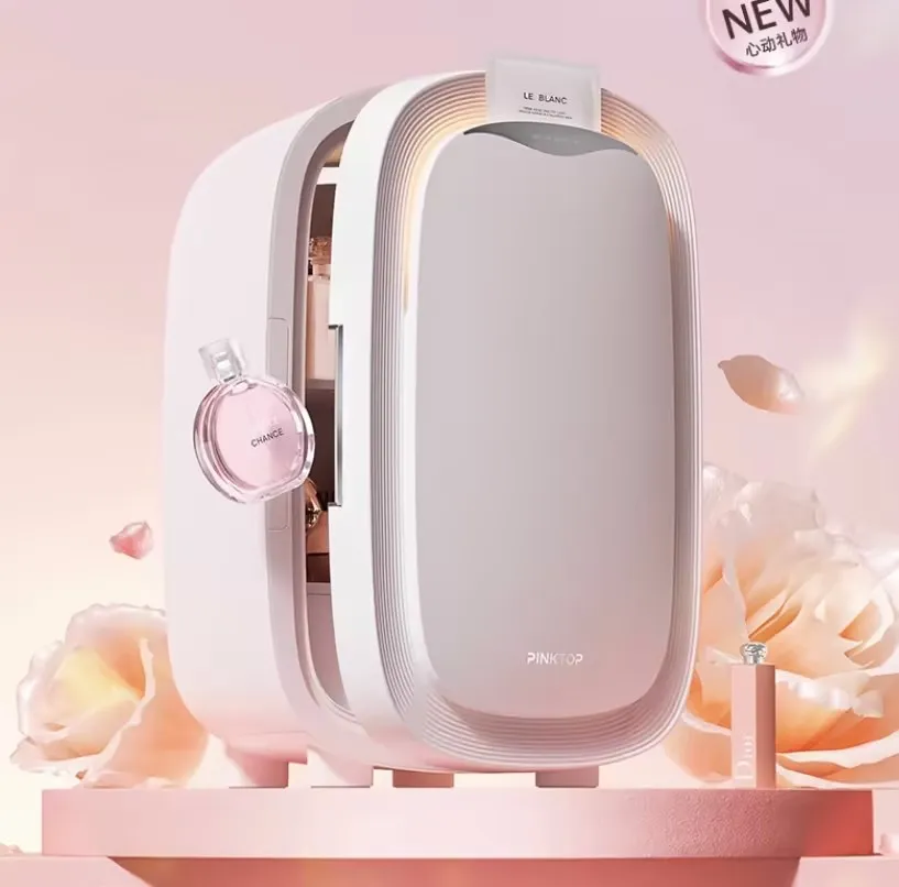 Mini frigorifero portatile da 12 litri - Frigo cosmetico per la cura della pelle per prodotti per la cura della pelle, frigorifero compatto per trucco con luce LED)