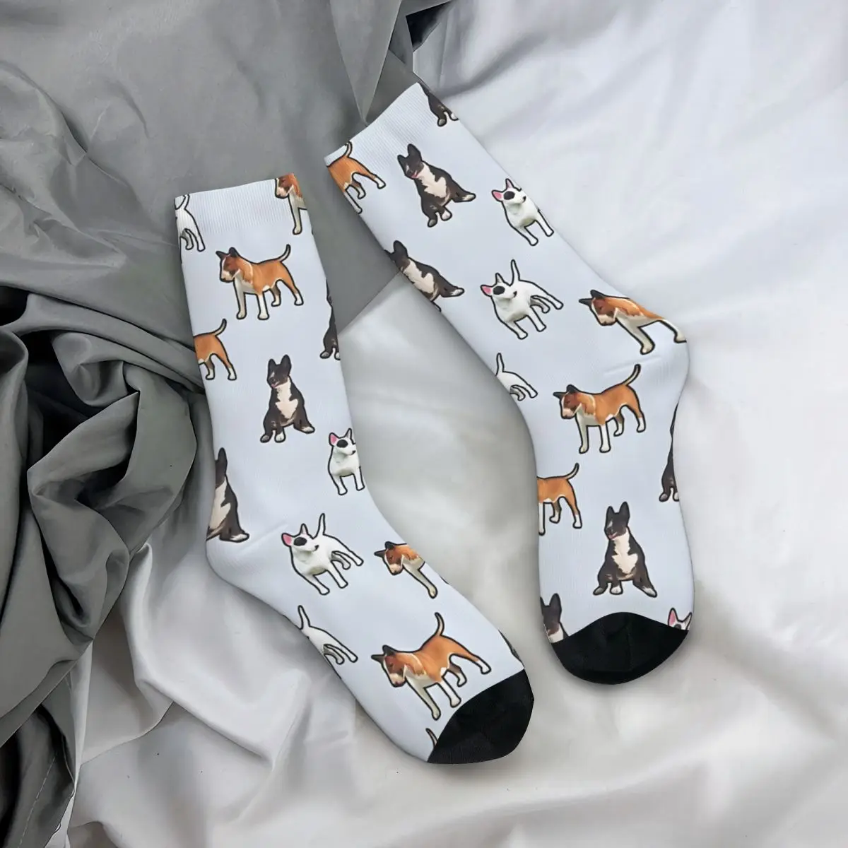 Crazy compression Bull Terrier Pattern Sock for Men Harajuku Seamless Pattern Crew Sock Casual