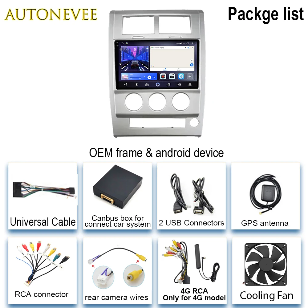 4G For Jeep Cherokee Liberty KK 2007 - 2012 BT Video Player Android Auto GPS Cam Navigation Multimedia Carplay Radio No 2din DVD