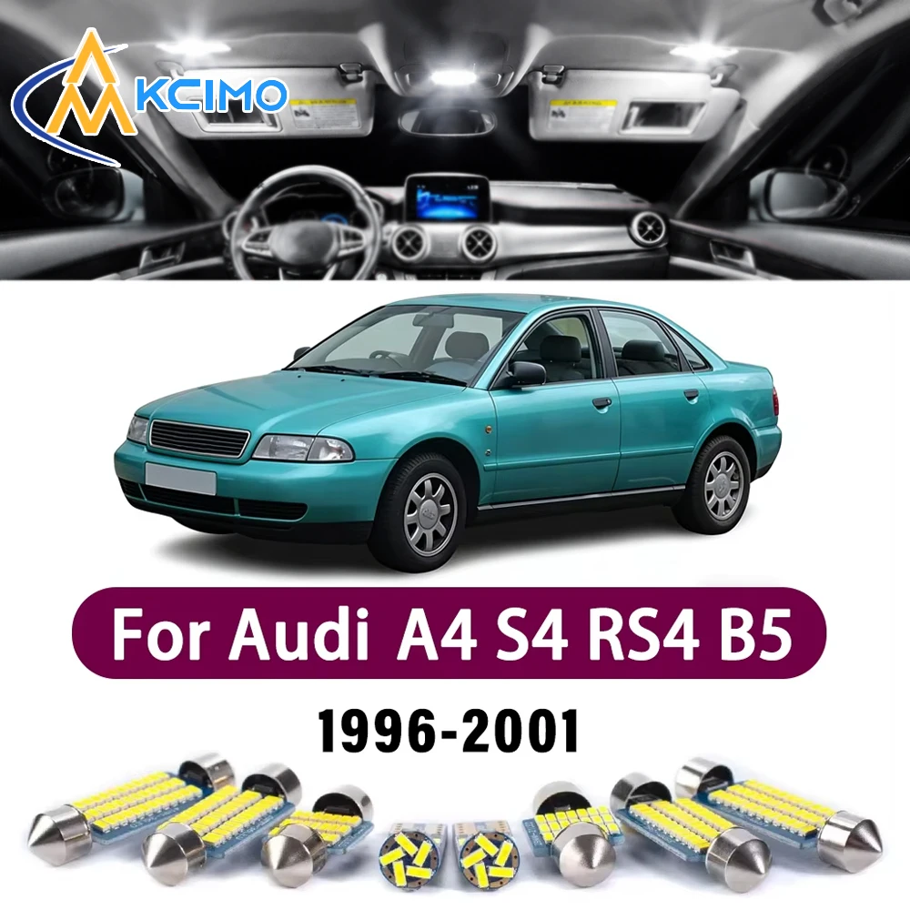 Error Free LED Interior Light Kit for Audi A4 S4 RS4 B5 Sedan 1996-2001 Premium Bright Dome Trunk Mirror Reading Lamps Canbus