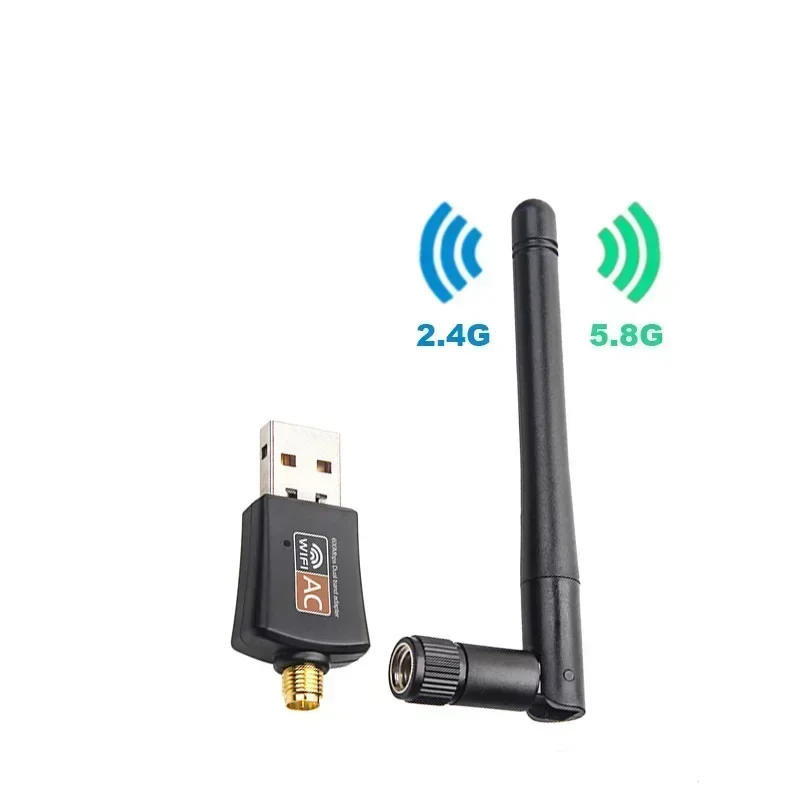 Двухдиапазонный USB-адаптер Wi-Fi 600 Мбит/с AC600 2,4 ГГц 5 ГГц Wi-Fi с антенной ПК Мини-компьютер Приемник сетевой карты 802.11b/n/g/ac