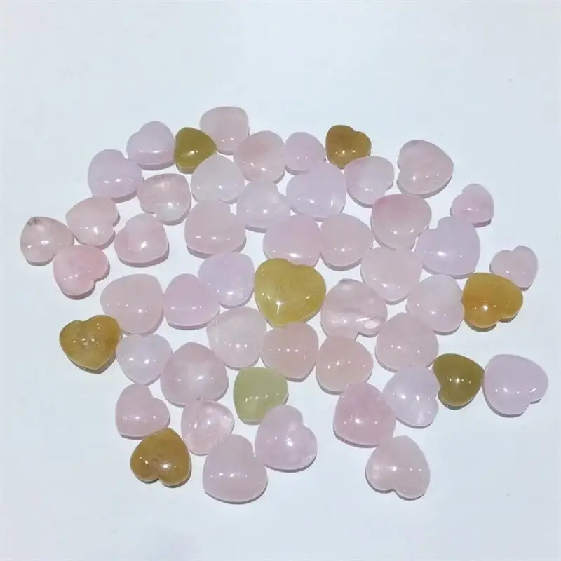 10pcs Natural Morganite Heart DIY Jewelry Accessories Mini Crystal Carving Reiki Healing Gematone 11-16MM