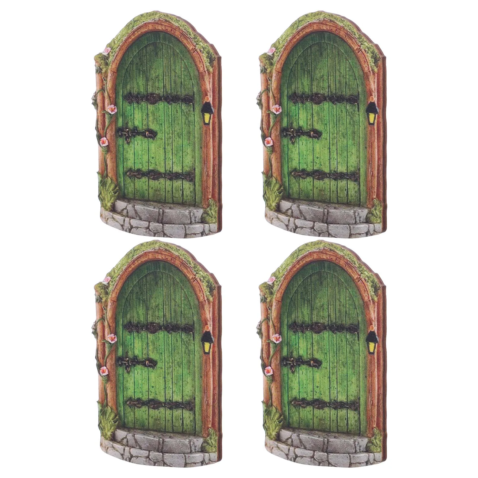 

4 Pcs Fairy Door Decoration House for Tree Garden Ornaments Trees Doors Outdoor Wooden Accessories