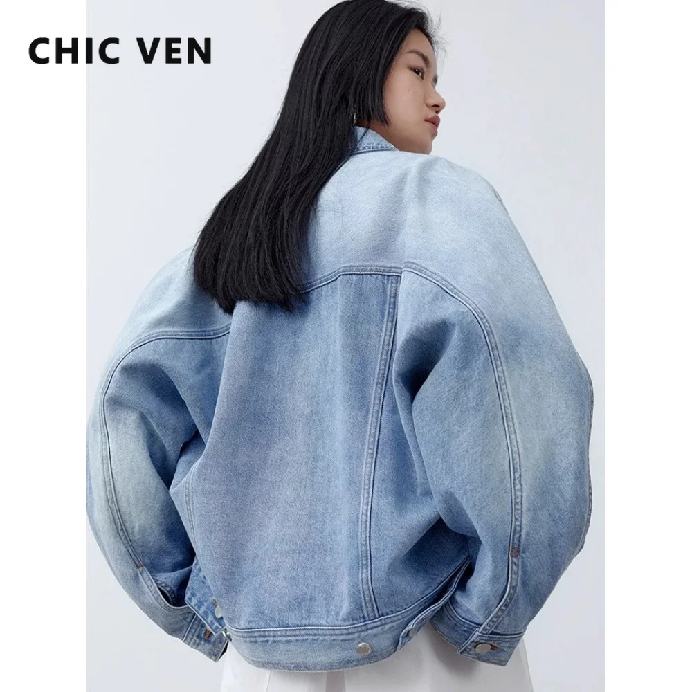 

CHIC VEN Fashion Women Denim Short Jackets Loose Casual Streetwear Cotton Retro Female Short Coat Outerwear Spring Autumn 2026