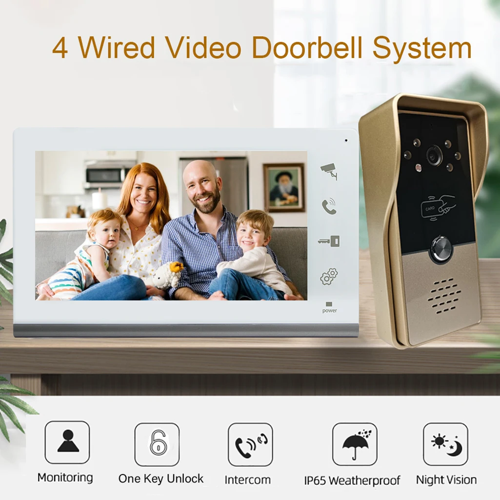 VIDEW 7 Inch Night Vision Door Entry Wired Video Intercom System RFID Unlock Camera Doorbell Door Phone For Home Villa Apartment