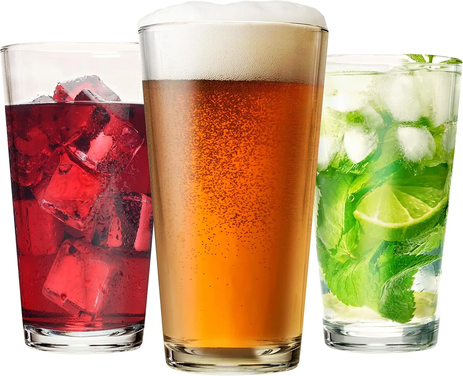 

Drinking Set of 12-16 oz Cups - Pint & Beer - Dishwasher Safe Water - Highball Tumblers