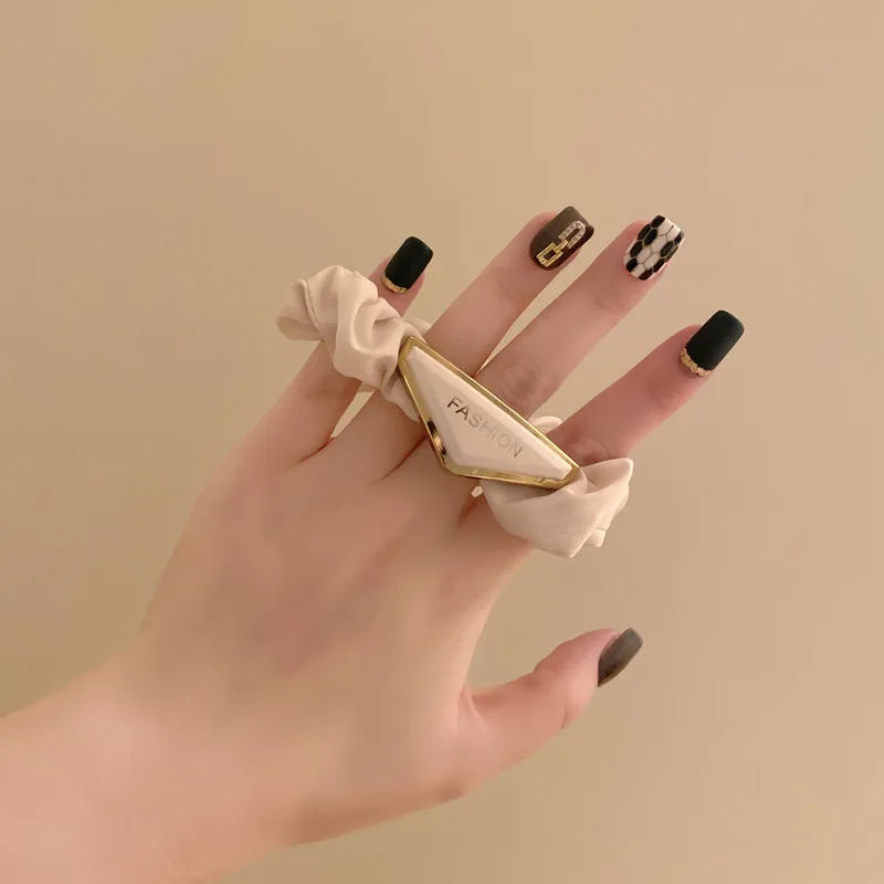 3PCS Korean Version Of The Inverted Triangle Large Intestine Hair Ring retro Head Rope Female Fashion letterTie Hair RubberBand