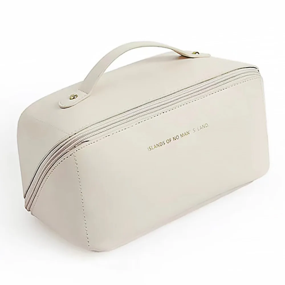 Daily Use PU Leather Pillow Cosmetic Bag Compact Large Capacity Toiletry Bag Multi-Functional With Handle Cosmetic Pouch Travel