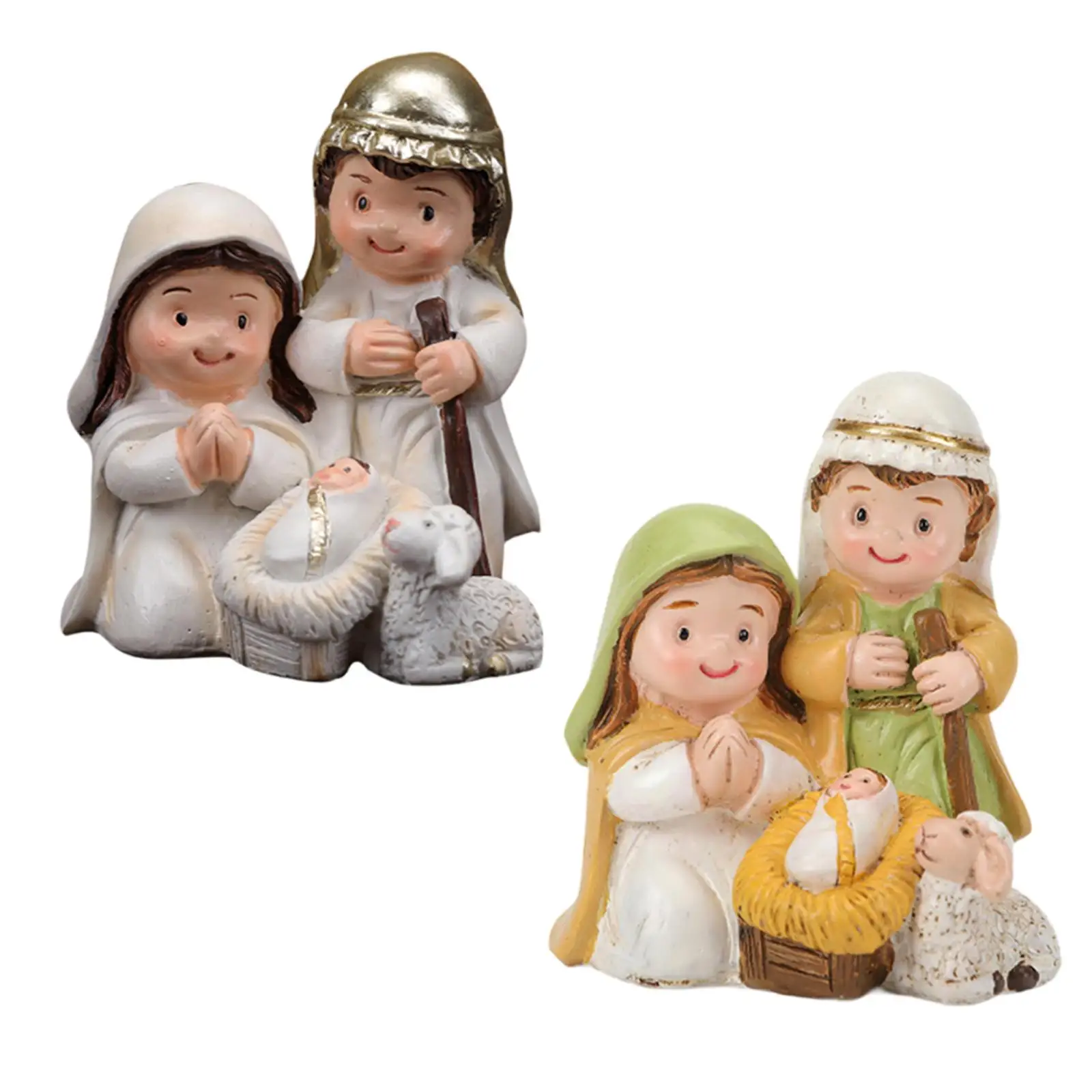 Jesus Geburt Skulptur aus Harz, Krippe und Schafe, Weihnachtsstatue für Schlafzimmer, Kaminsims, Wohnzimmer und Tischdekoration