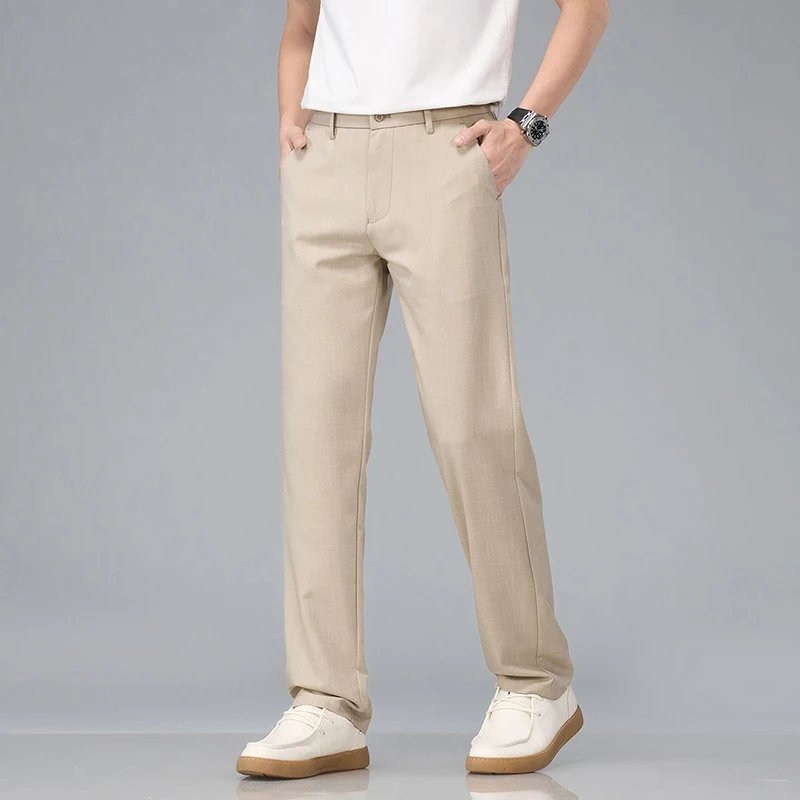 

2026 Men Summer Classic Versatile Business Casual Pants Comfortable Daily Commute Pants Male Fashion Gray Khaki Trousers