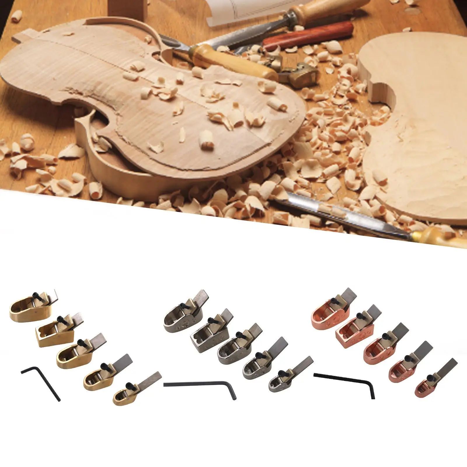 

5Pcs Violin Thumb Planer Brass Professional Violin Finger Planing Curved Wooden