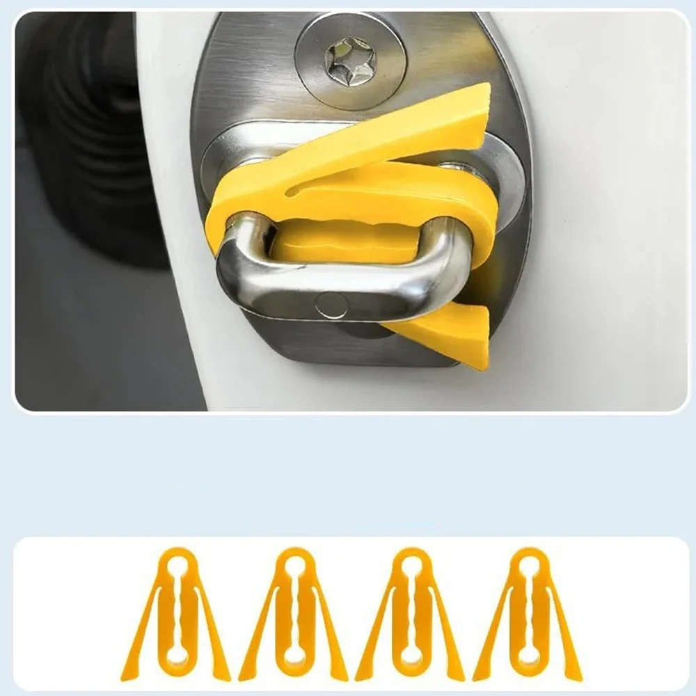 4Pcs Red/Yellow Silicone Car Door Latch Covers Shock Absorption Pad Auto Lock Buckle Protector Cover Buffer Damper Accessories