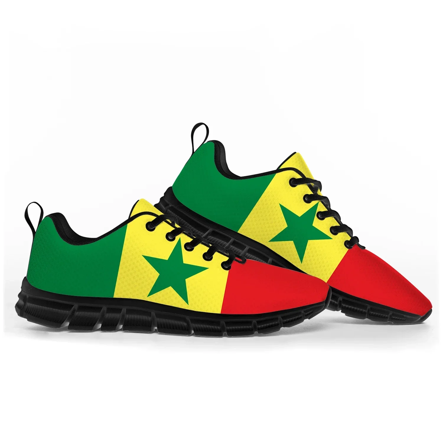 Zapatos deportivos con bandera senegalesa para hombre, mujer, adolescente, niños, zapatillas de deporte, zapatos informales personalizados de alta calidad para parejas