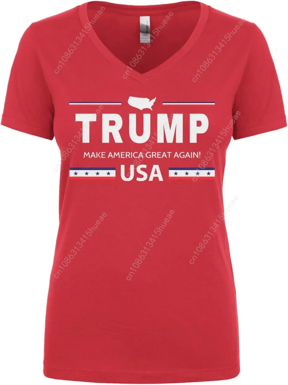 

Women's Trump Make America Great Again USA MAGA Juniors V-Neck T-Shirt