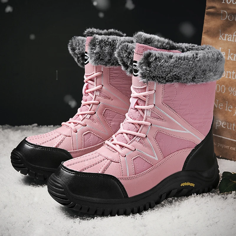 

High Quality Winter Women's Plush Snow Boots Outdoor Waterproof Warm Plush Women's Boots Comfort Platform Boots Botas Para Mujer