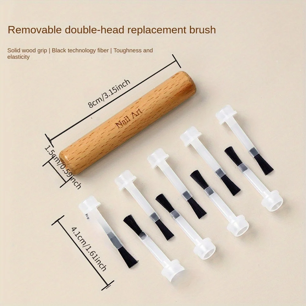 Zestaw profesjonalnych pędzli dwustronnych do lakierów hybrydowych, wymienne i odświeżające, z możliwością demontażu, do salonów kosmetycznych, hurt.