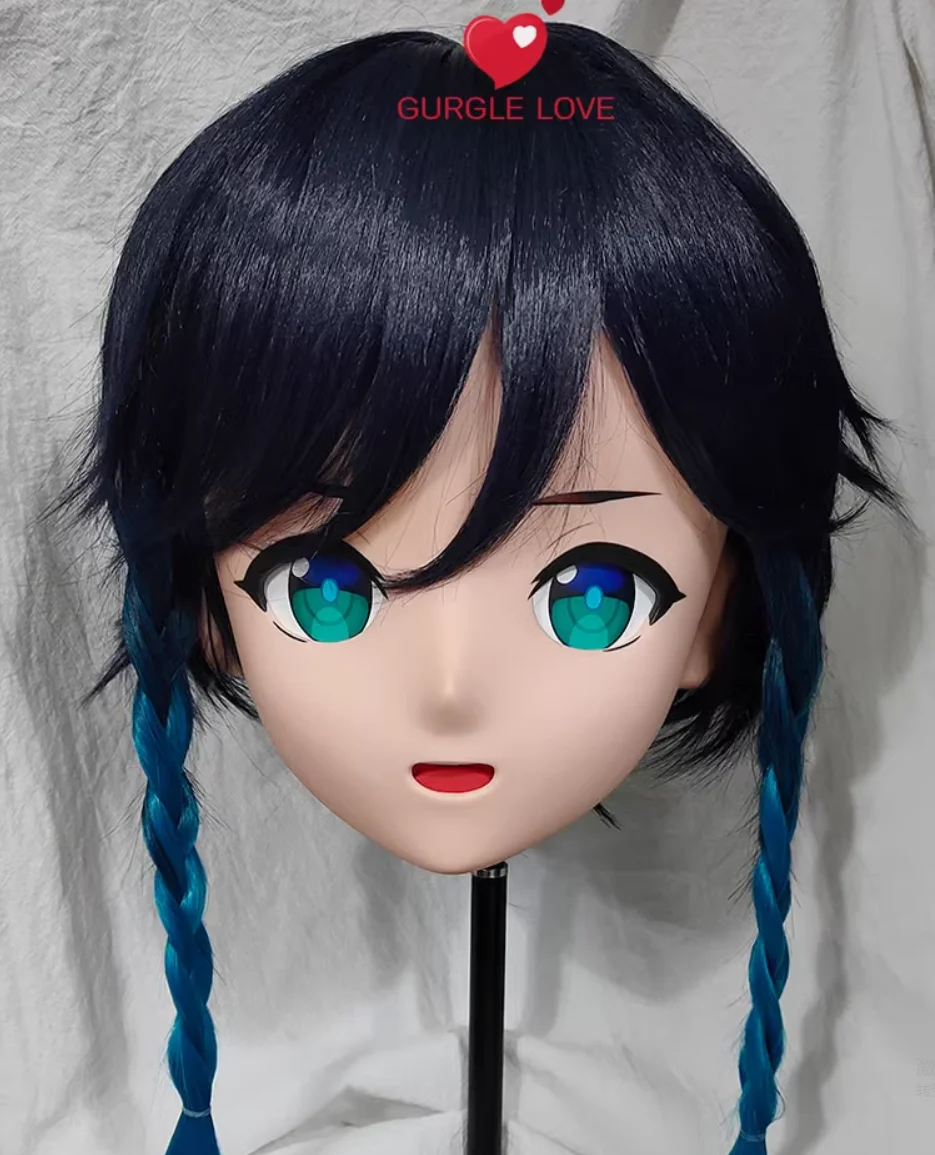 

(GLb0364)Customize Character Female Girl Resin Half Head Crossdress Cosplay Japanese Anime Role Kigurumi Mask With Eyes And Wig