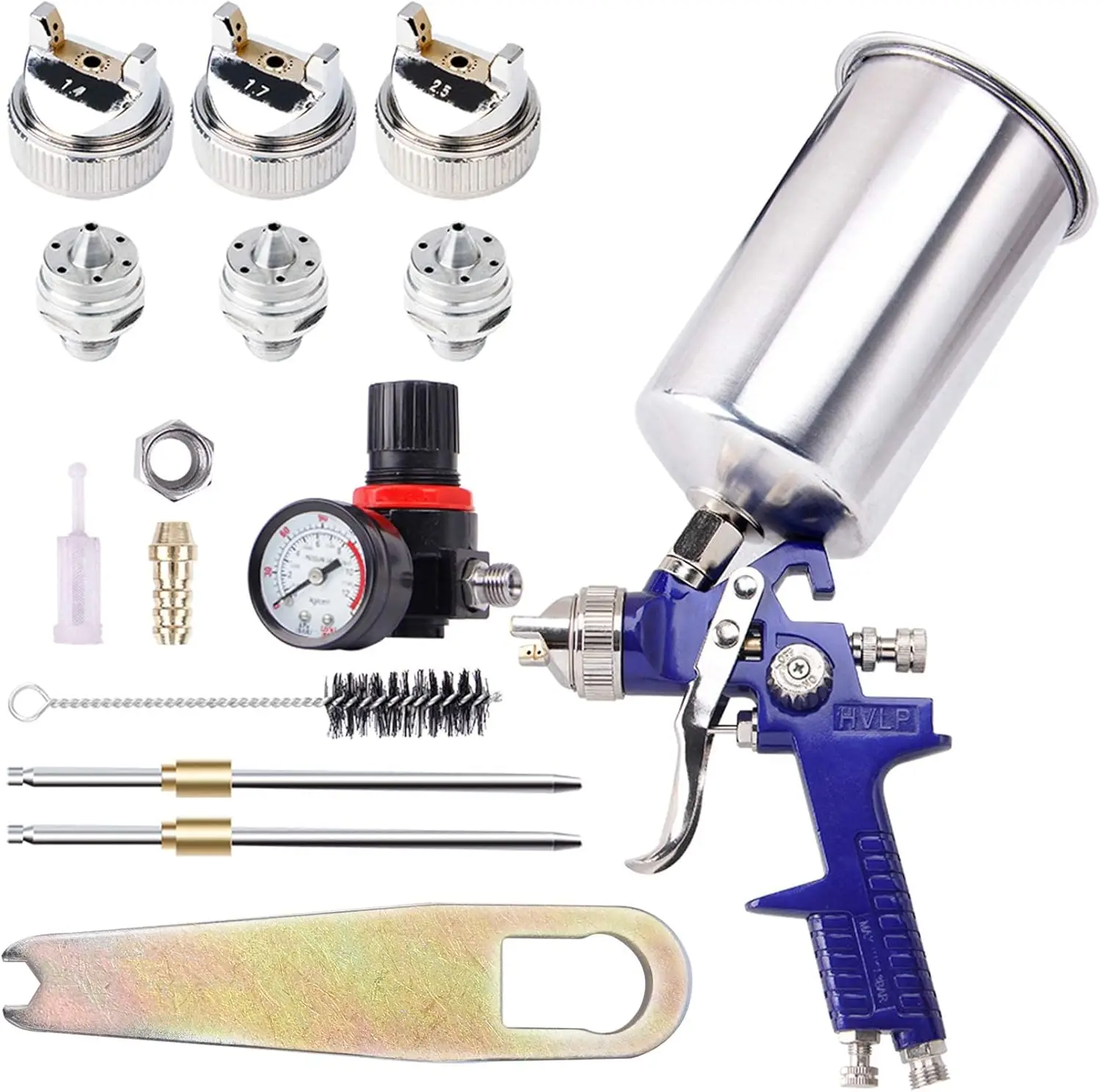 

Professional HVLP Gravity Feed Air Spray Gun with 3 Nozzles & 1000cc Cup for Auto Paint, Primer, Clear Coat