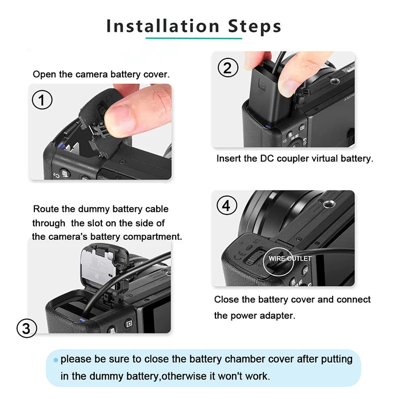 AC-PW20 AC Power Adapter NP-FW50 Dummy Battery Kit for Sony Alpha A5100 A6000 A6100 A6300 A6400 A6500 ZV-E10 A7 A7R Cameras