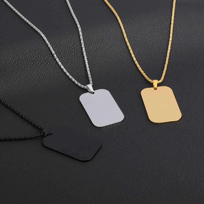 Hot Sale Pendant Smooth Plate Tag Men Retro Necklace Jewelry