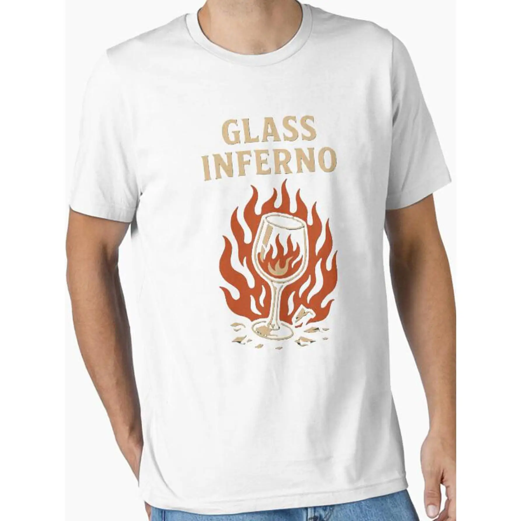 

Glass Inferno T-Shirt Funny Wine Lover Graphic Tee Casual Party Top for Drinking Game, Bar Outfit or Gift Idea S-3XL