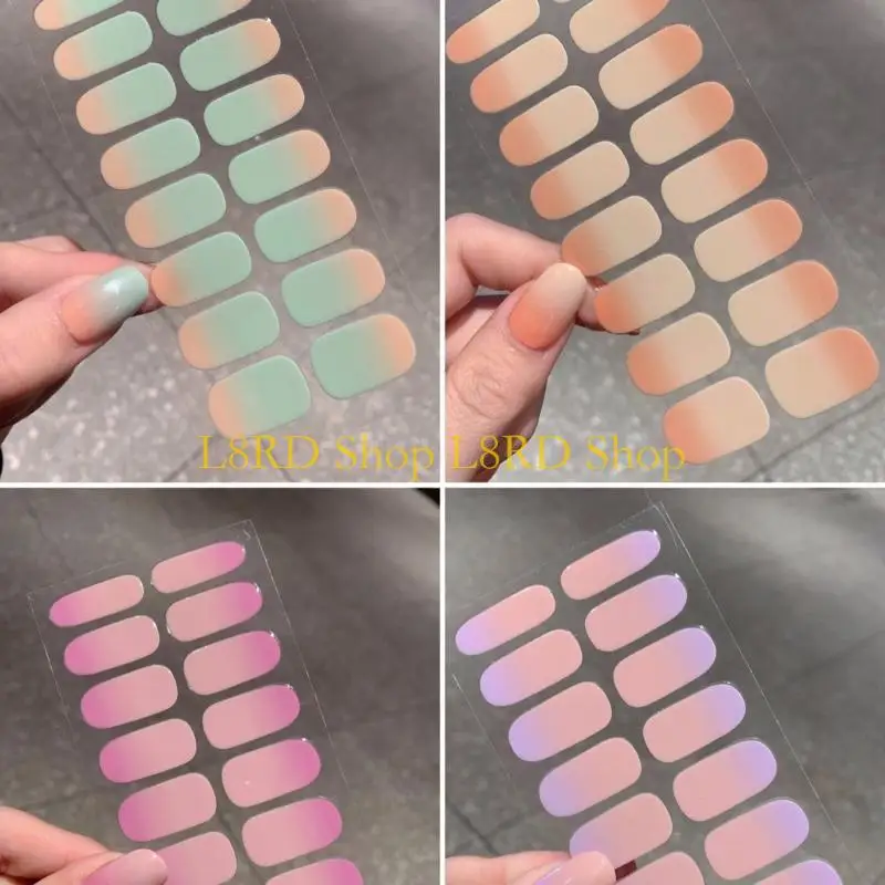 L8RD 4 Tấm gel tự dính móng tay Nails Art Sticker gradient Nails Polish Sticker Nails đề can Nails Trang trí