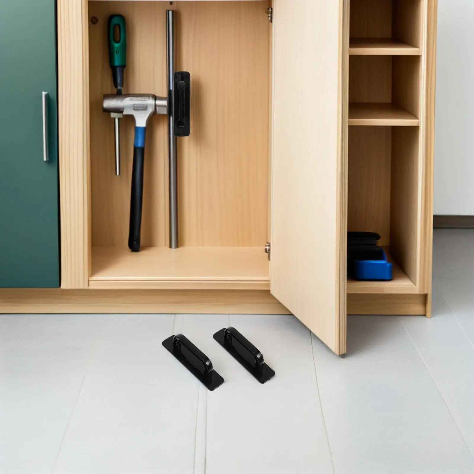 6Pcs Self Stick Cabinet Handles Adhesive No-Drill Pulls for Wardrobe Glass Door Sliding Door Kitchen Bathroom Easy Installation