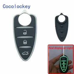 Cocolockey 3 Button Luminous Silicone Pad for Alfa Remote Key Shell for Alfa Romeo Mito Giulietta 159 GTA 4C Myth Car Accessory