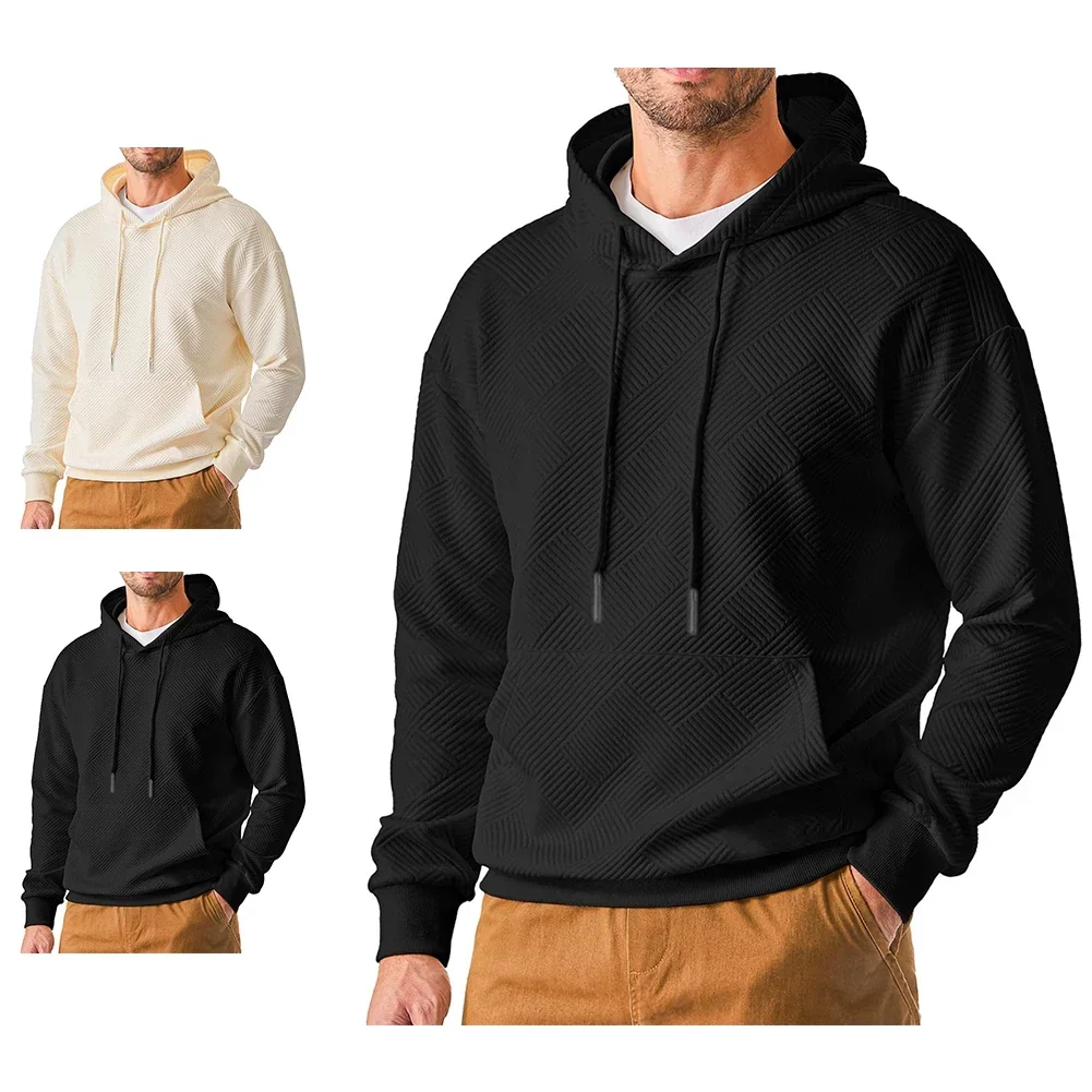 Texture Solid Hoodie L M Casual Long Sleeve Hooded Neckline Casual Style Attire Long Sleeve Design Perfect For Vacation