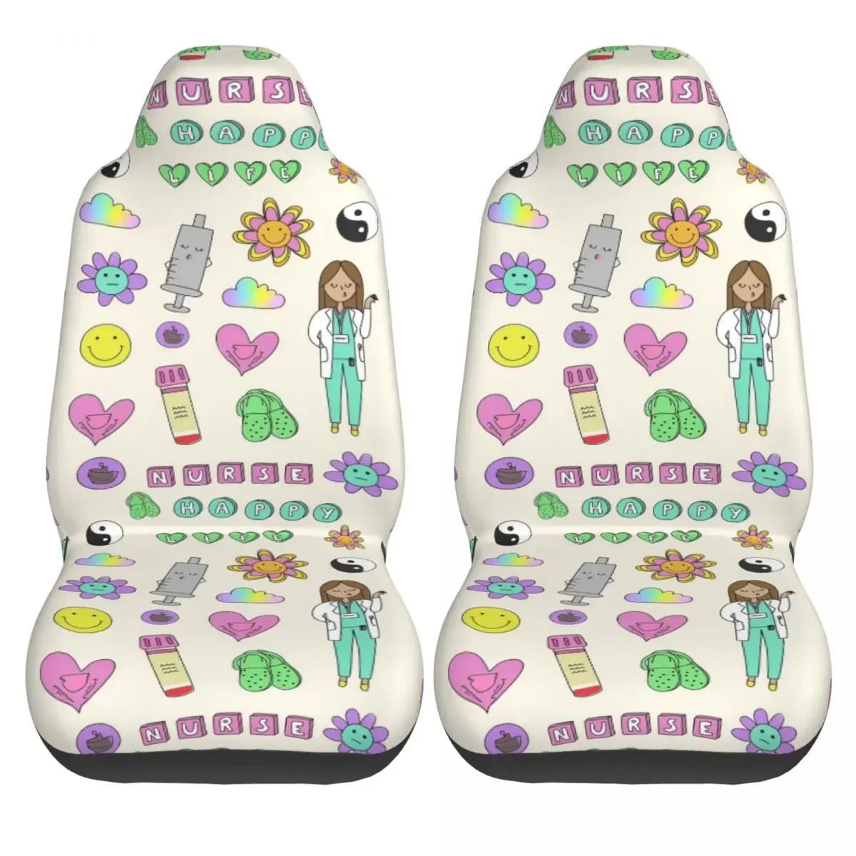 Enfermera En Apuros Nurse Medical Doctor Universal Car Seat Cover Auto Interior Women Car Seat Protector Polyester Car Styling