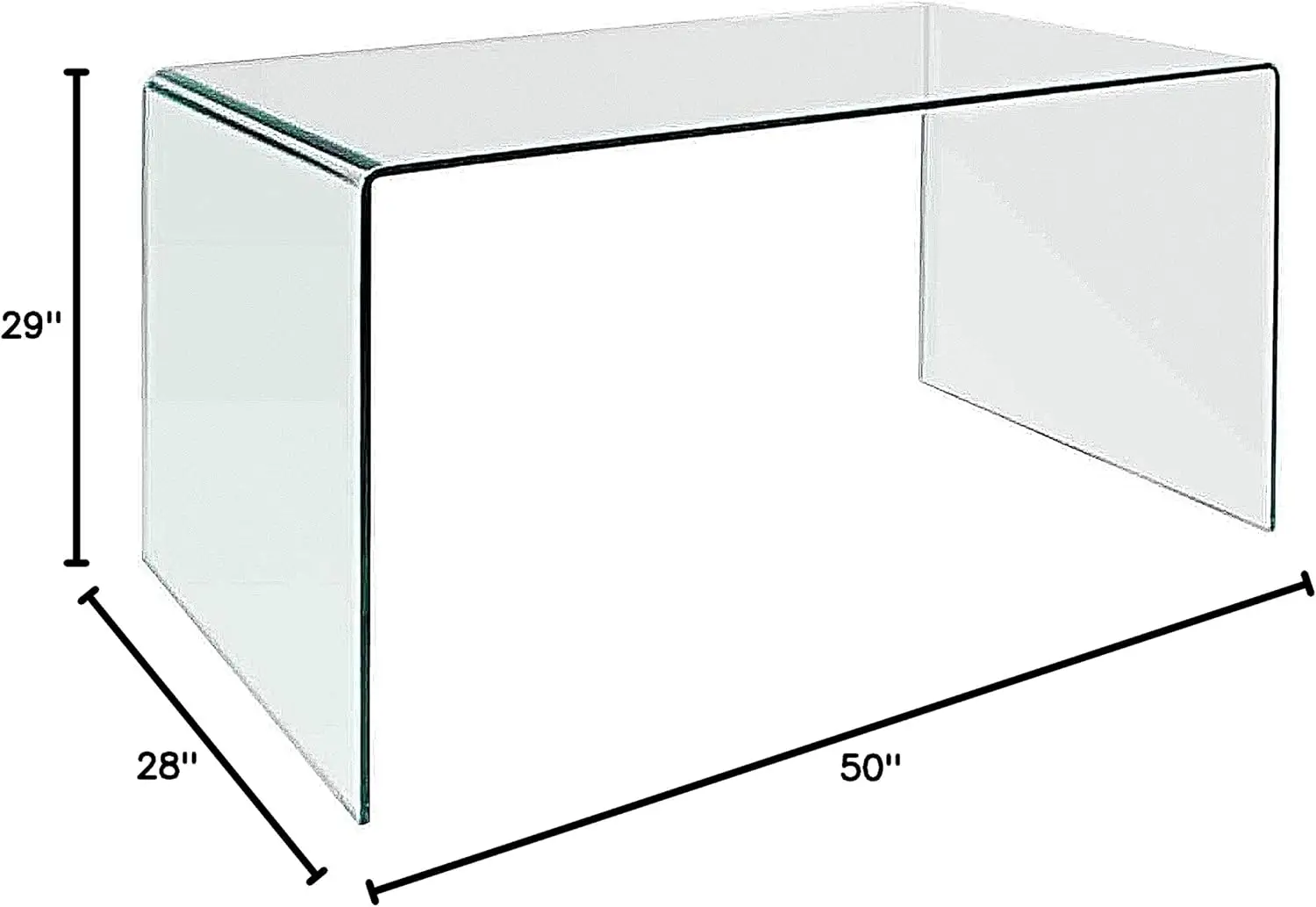 Modern Furniture Bent Glass Computer Desk Contemporary Rectangular Shaped PC Laptop Workstation Study Table Home Office