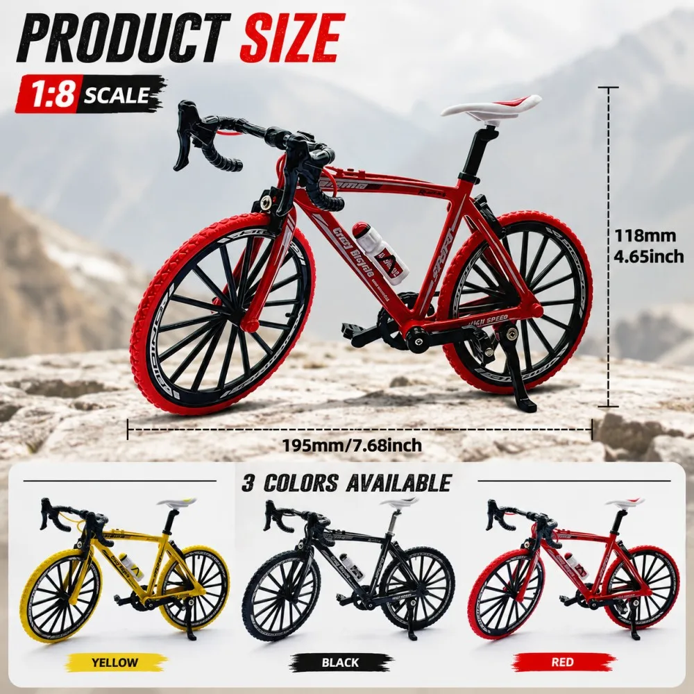 1:8 Scale Die-Cast Alloy Mini Road Bike Model Desktop Ornament For Cycling Lovers, Bike Racers & Athletes
