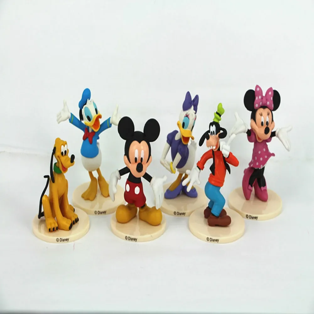 Colección de personajes de dibujos animados de Disney, juego de figuras de PVC de 6 piezas con piezas móviles, decoración navideña de moda, regalo de escritorio para fanáticos