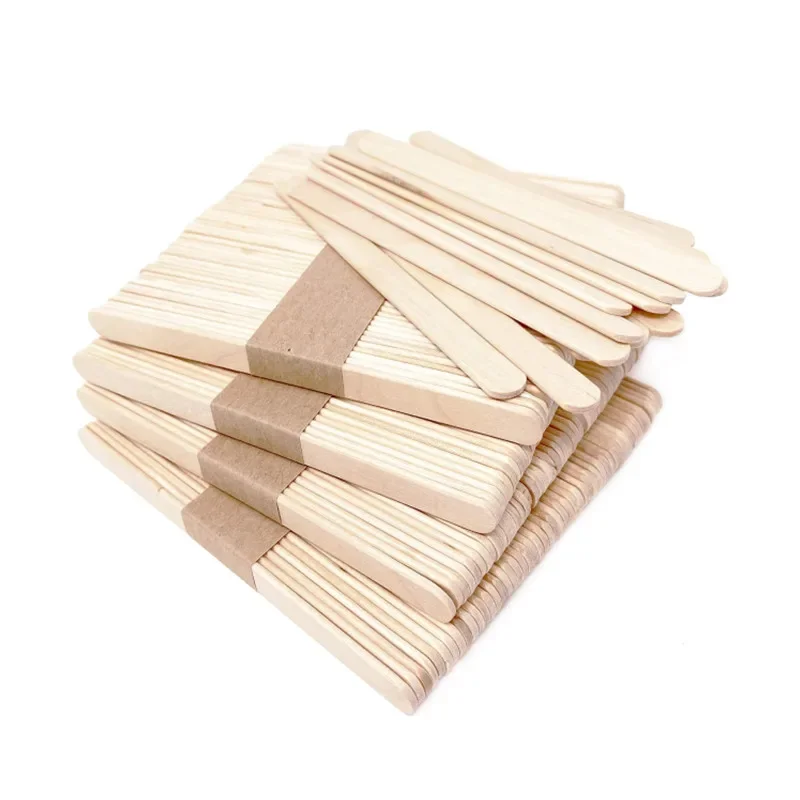 

50pcs Natural Wood Craft Popsicle Sticks for Crafts Waxing Spatulas Epoxy Resin Stirring Ice Cream Candy Making