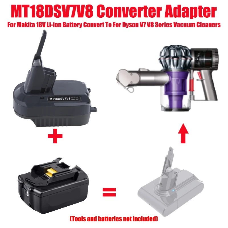 

For Makita/Milwaukee 18V Batteries DM18DSV7V8 MT18DSV7V8 Battery Adapter Compatible with For Dyson V7 V8 Series Vacuum Cleaners