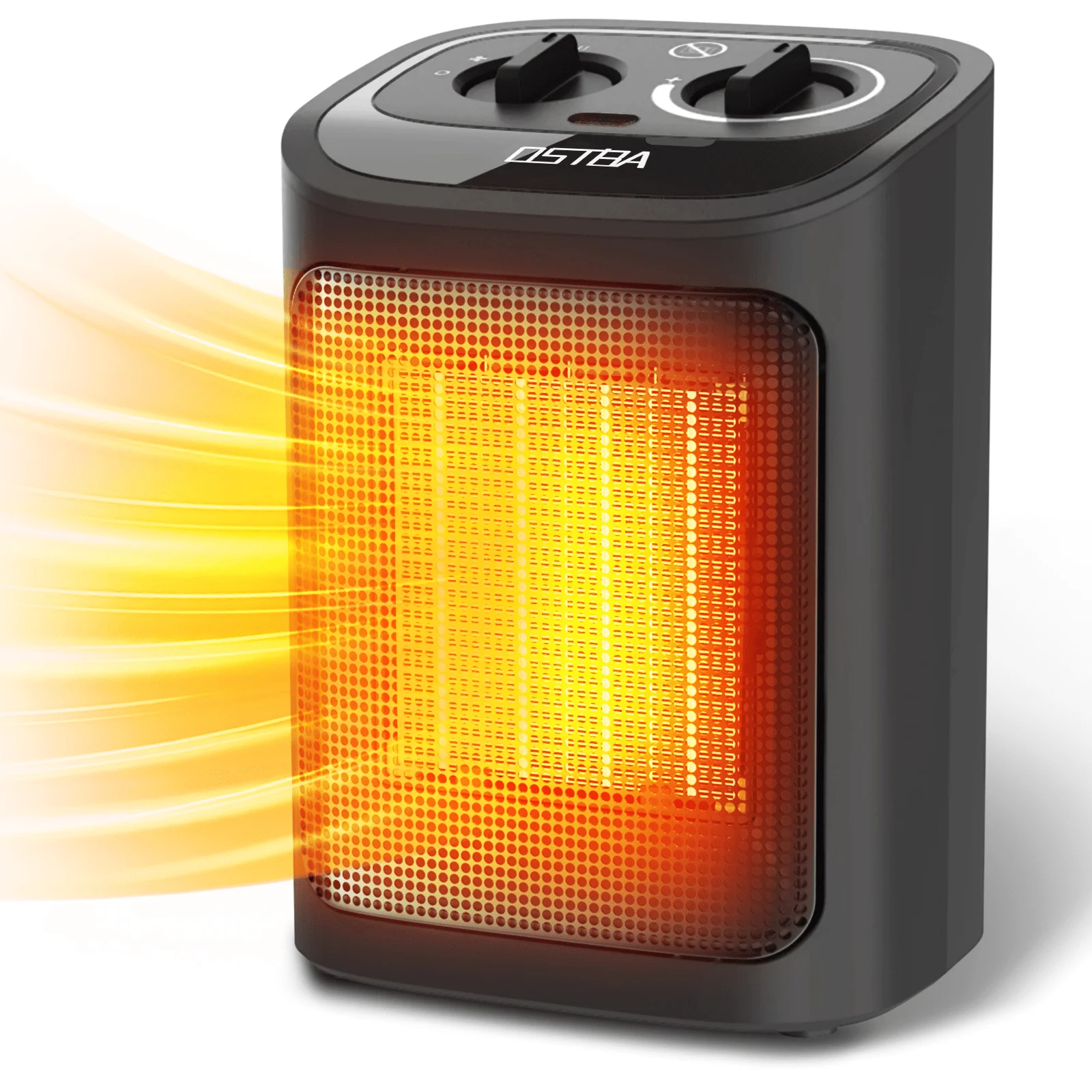 Ceramic Space Heater, 1500W Portable Electric Heater With Adjustable Thermostat, Fan-Only/Low/High Modes, Tip-Over & Overheat Protection, Indoor Small Space Heater For Bedroom Office