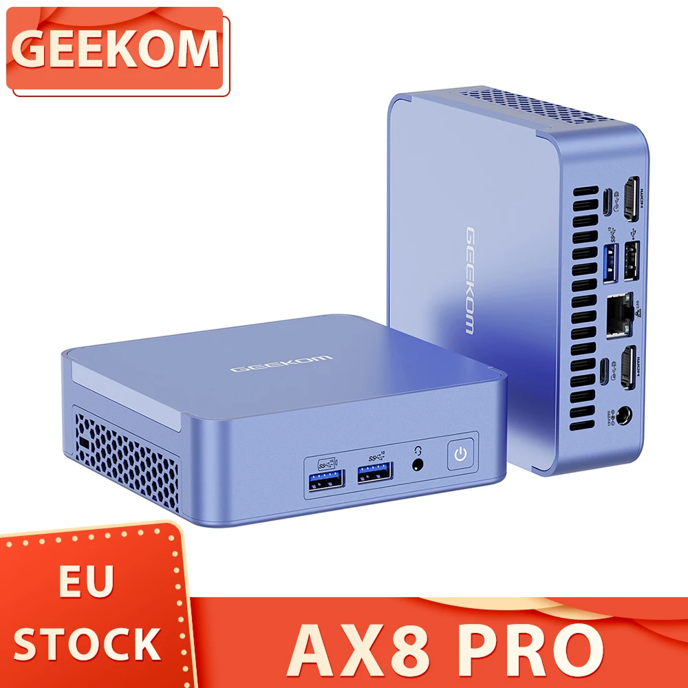 GEEKOM AX8 Pro Mini PC, AMD Ryzen 7 8845HS 8 Cores Max 5.1GHz, 32GB DDR5 5600MHz RAM 1TB SSD, WiFi 6E Bluetooth 5.2, 3*USB 3.2