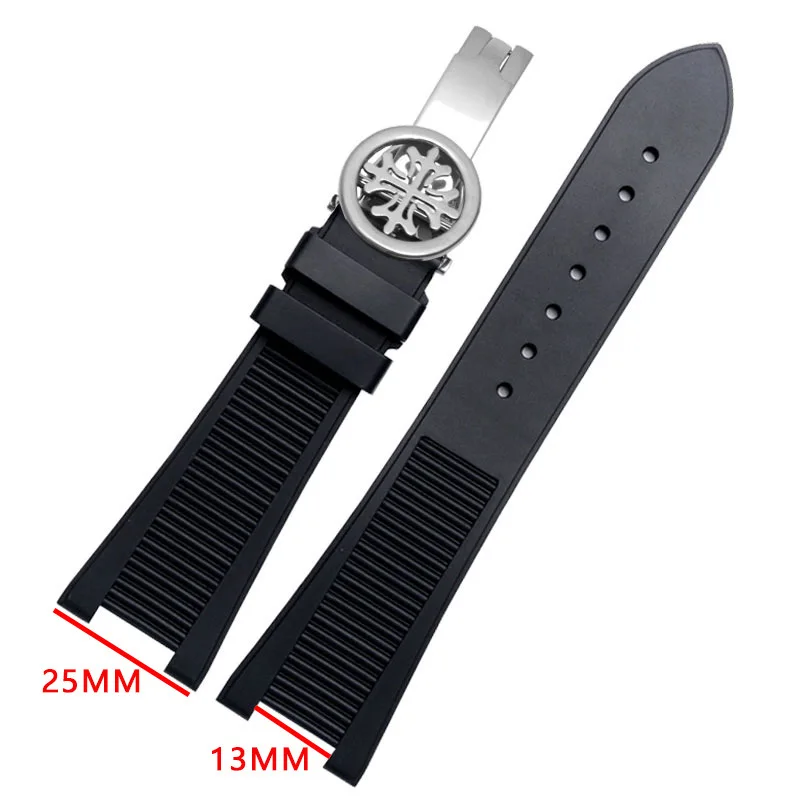 For Patek Philippe Nautilus 55711 5712 5726 5980 Liquid Silicone Strap Special Concave Interface Watch Band Accessories 25*13mm