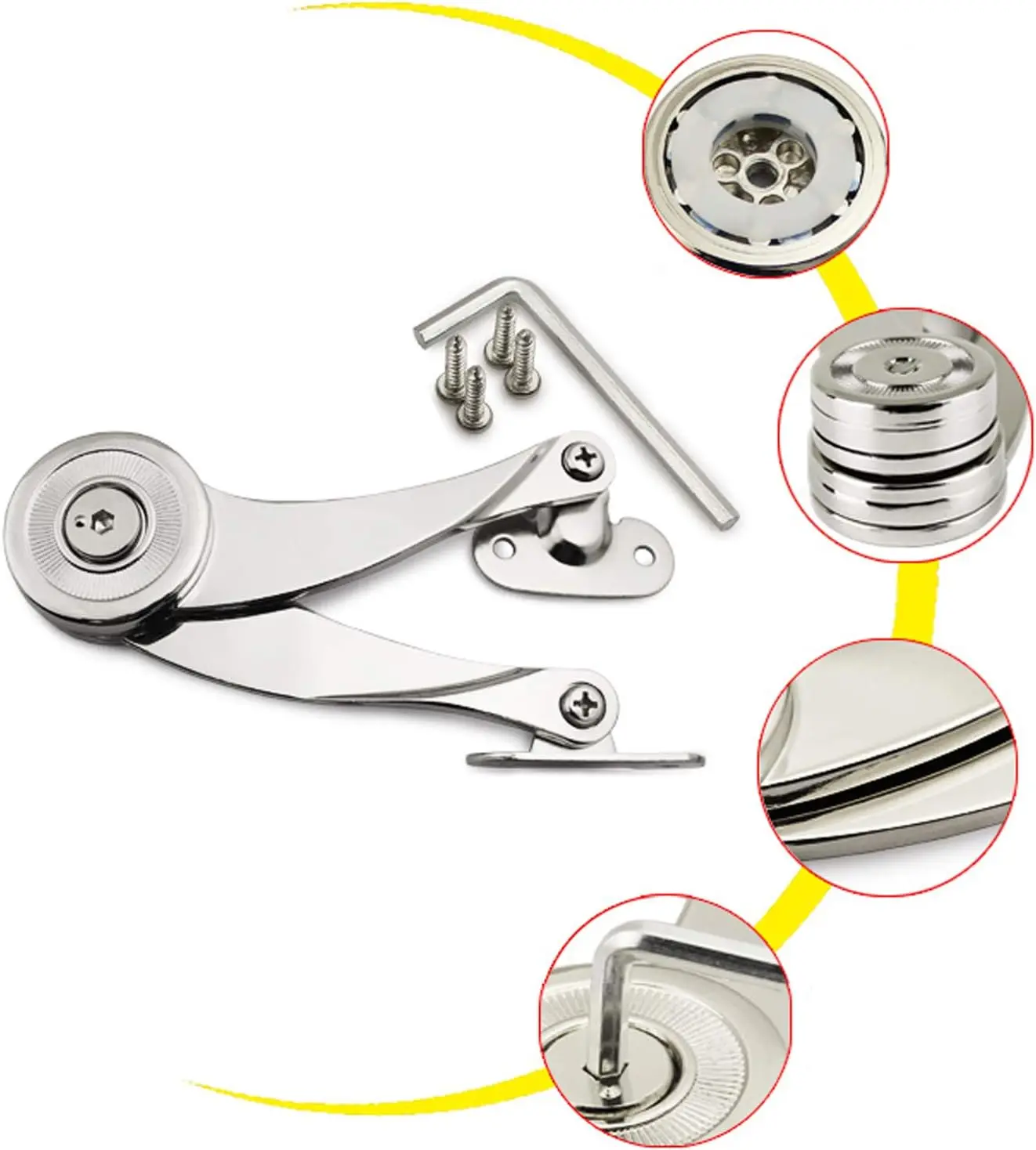 مفصلات إيقاف هيدروليكية بشكل عشوائي لباب خزانة المطبخ، مفصل تلميع قابل للتعديل، أثاث يرفع رفرف البقاء يدعم الأجهزة #4