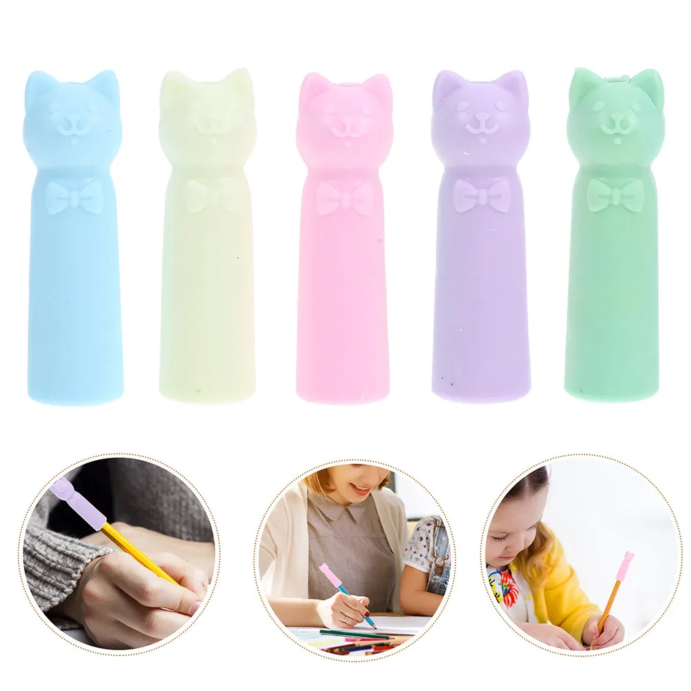 10Pcs Cute Cartoon Pencil Caps Protective Sleeves Pencil Extenders School Supplies Adorable Pen Stoppers for Kids