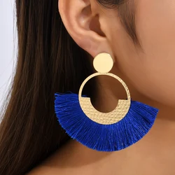 Vintage Bohemia Exaggerated Scalloped Tassel Earrings Women's Earrings European and American Fashion Party Jewelry Gifts