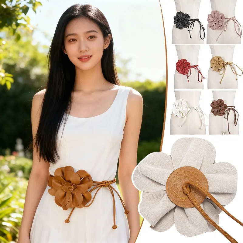 

130 см богемный пояс из искусственной кожи, большой цветочный галстук, пояс для украшения платья, готический винтажный универсальный аксессуар для платья