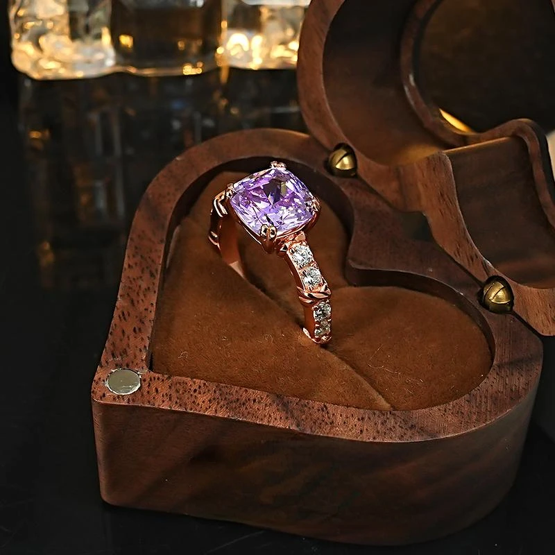 925 silver purple rock sugar ring set with 4-carat colorful ice flower cutting Italian craftsmanship, bursting with brilliance