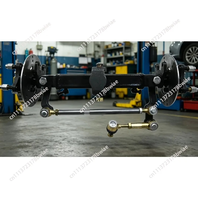 Electric four-wheeler front axle assembly dining car sightseeing car steering bridge disc brake front axle hand push flatbed