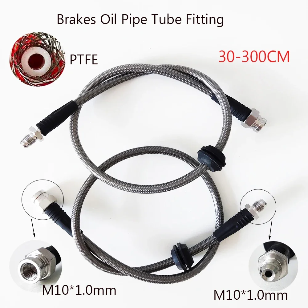 1 SZTUK EPDM Metal Metric M10x1 Female+Male AN3 Stainless Braided Universal Brake Hose Clutch Oil Line Tube Assy PTFE Brake Pipe