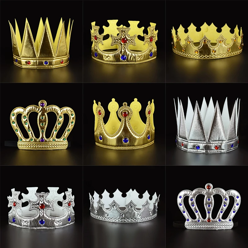 Crown Crowns Party Birthday Kids Hats King Prop Plastic Gold Halloween Costume Queen Cosplay Prince Kings Jewelry For Girlss