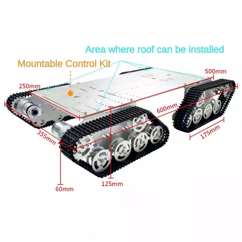 Image 6: Chariot de combat RC à chenilles assemblé grande capacité avec moteur MC6C, plateforme à code source ouvert ROS pour kit de voiture robot programmable STM32