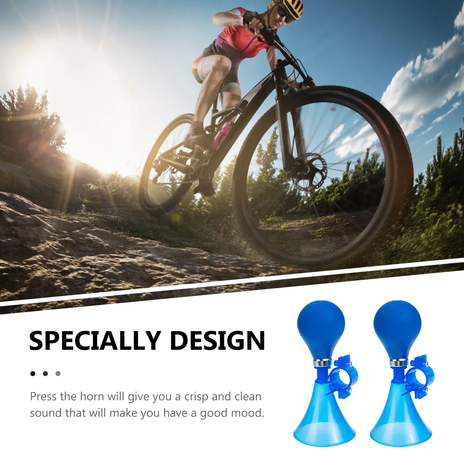 

Kids Bicycle Air Squeeze Bell Blue Plastic Safety Warning for Mountain Road Bikes Loud Clear Sound Rainproof Durable Scooter