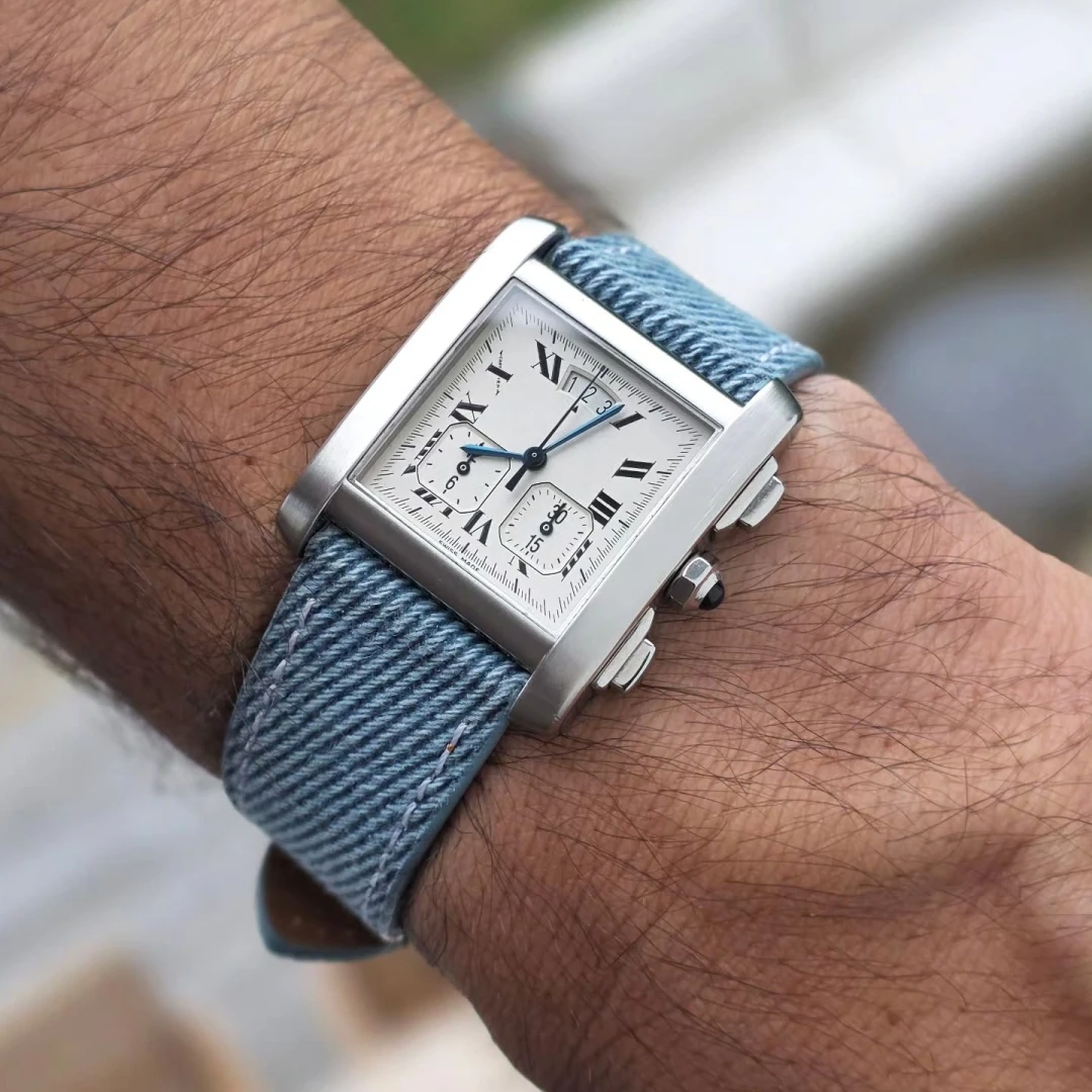 18mm 20mm 22mm Sweatproof Denim Watch Strap Fit For Square Watch Dial Fine Quality Quick Release Bar Watch Band